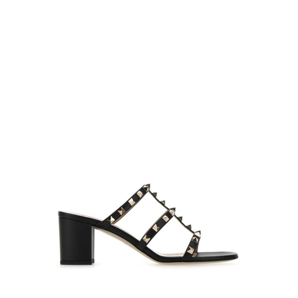 Valentino Garavani Women Black Leather Rockstud Mules